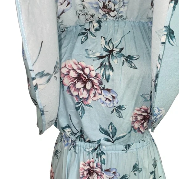 Show Me Your Mumu NWT Casita Mini Dress Wildflower Breeze Off Shoulder M Blue - Picture 6 of 14